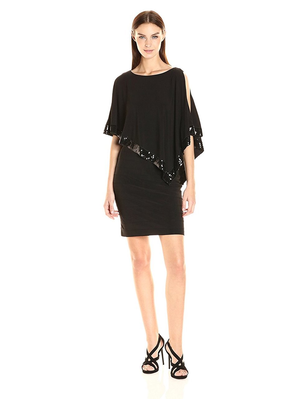 adrianna papell black one shoulder dress Adrianna Papell Stretch Crepe Bow One Shoulder Mermaid Gown