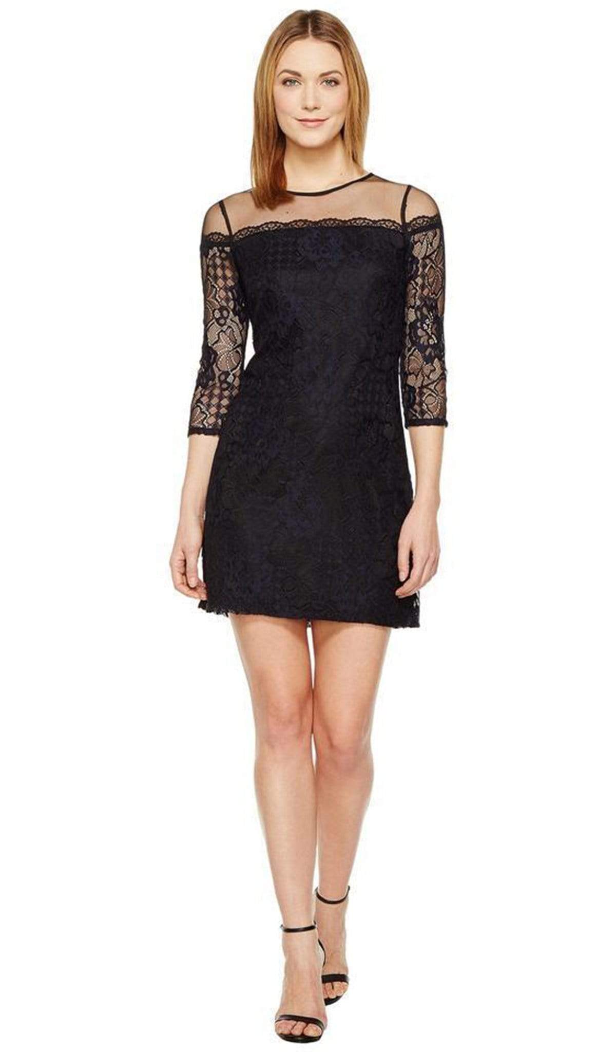 Adrianna Papell - AP1D100545 Lace Quarter Length Sleeve Sheath Dress Couture Candy Adrianna Papell - AP1D100545 Lace Quarter Length Sleeve Sheath Dress Couture Candy
