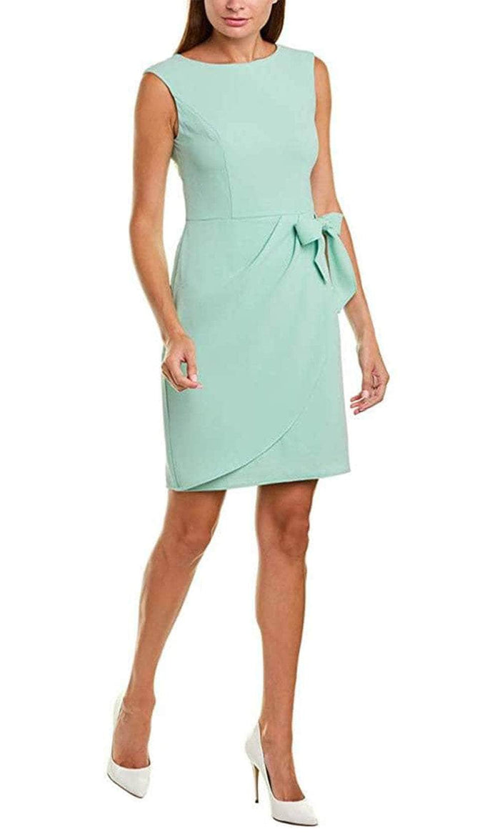 Adrianna Papell AP1D104031 - Bateau Draped Tie Formal Dress Cocktail Dresses 4 / Spring Green