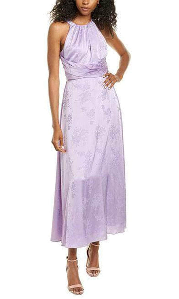 Adrianna Papell AP1D104066 - Floral Print Jacquard Tea-Length Dress Special Occasion Dress 2 / Plush Lilac