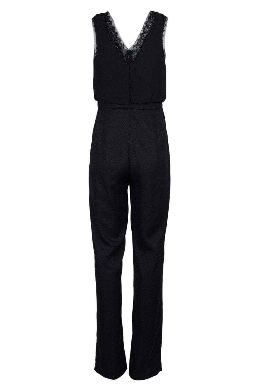 High Waist Round Neck Chiffon Overlay Black Jumpsuit – Dresspy