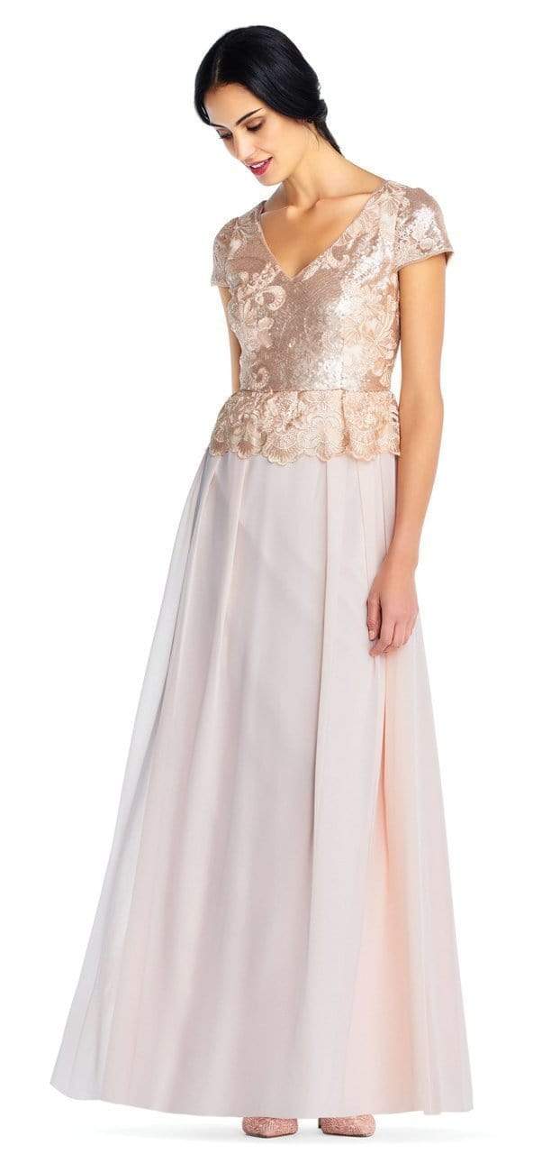 Adrianna Papell - AP1E203408 Embroidered and Sequined Chiffon Dress Mother of the Bride Dresses 0 / Blush