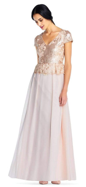 Adrianna Papell - AP1E203408 Embroidered and Sequined Chiffon Dress   Couture Candy