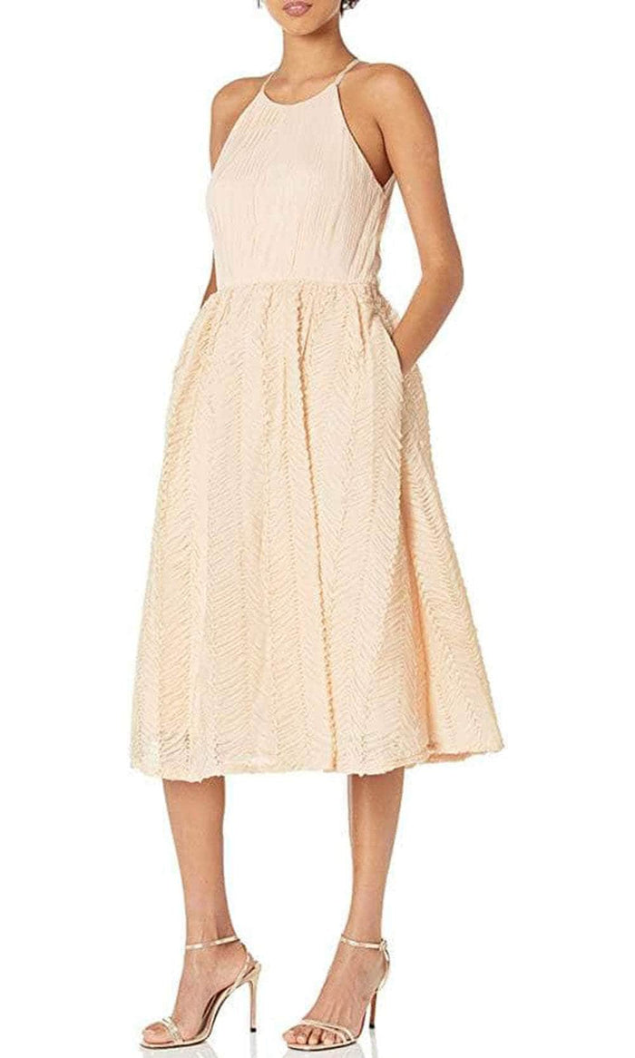 Adrianna Papell AP1E207841 - Halter Shirred Formal Dress Cocktail Dresses 4 / Flaxen
