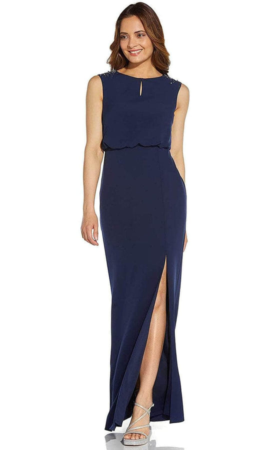 Adrianna Papell AP1E208964 - Sleeveless Jewel Neck Formal Dress Evening Dresses 0 / Navy