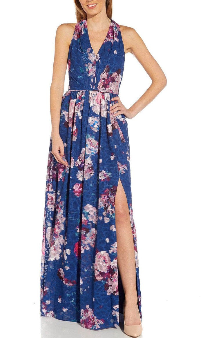 Adrianna Papell AP1E209281 - Floral V-Neck Long Dress Adrianna Papell AP1E209281 - Floral V-Neck Long Dress
