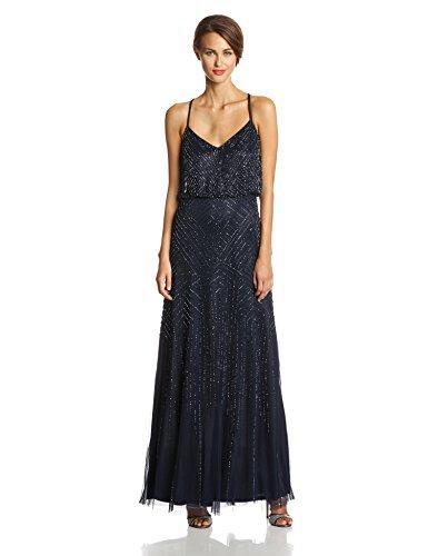 Adrianna Papell - Beaded Long Dress 91897340 Special Occasion Dress 10 / Midnight