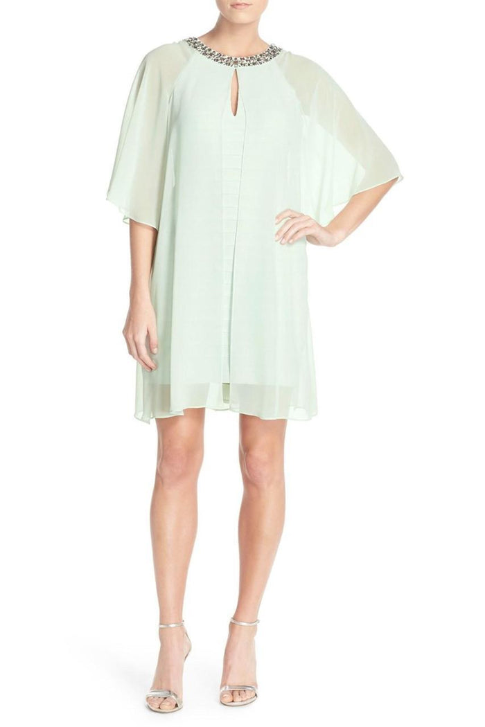 Adrianna Papell - Chiffon Overlay Tent Dress 12261960 Special Occasion Dress 4 / Dusty Mint