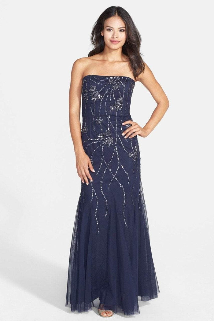 Adrianna Papell - Embellished Strapless Gown 91897540 Special Occasion Dress 2 / Navy