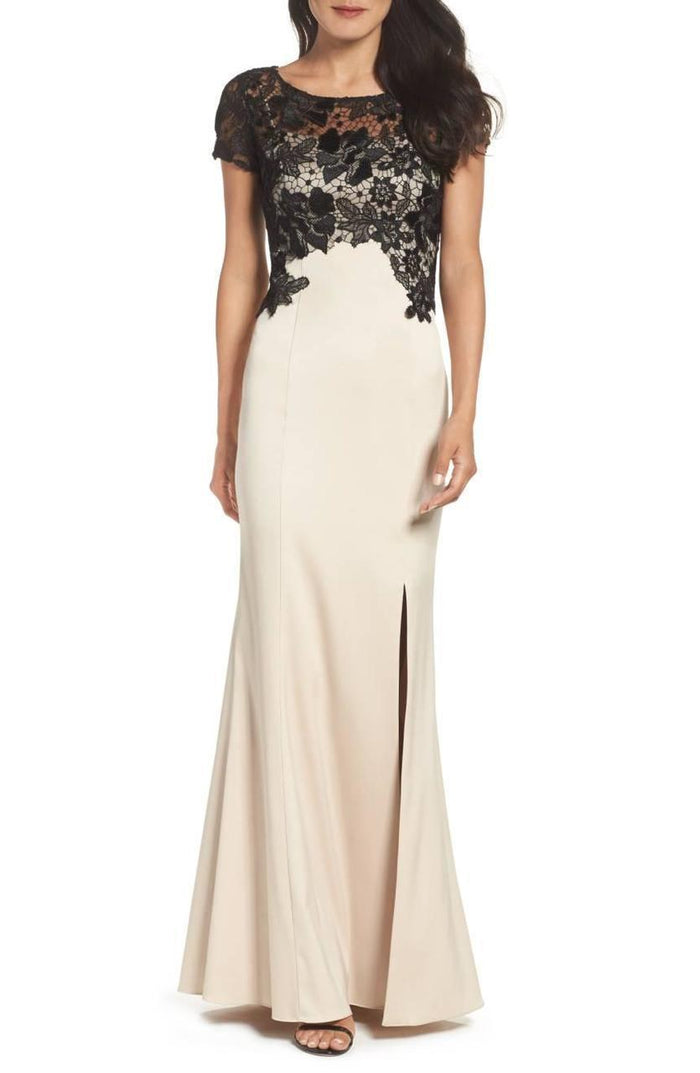 Adrianna Papell Floral Lace Sheath Dress AP1E201377 - 1 pc Champagne Black In Size 8 Available CCSALE 8 / Champagne Black