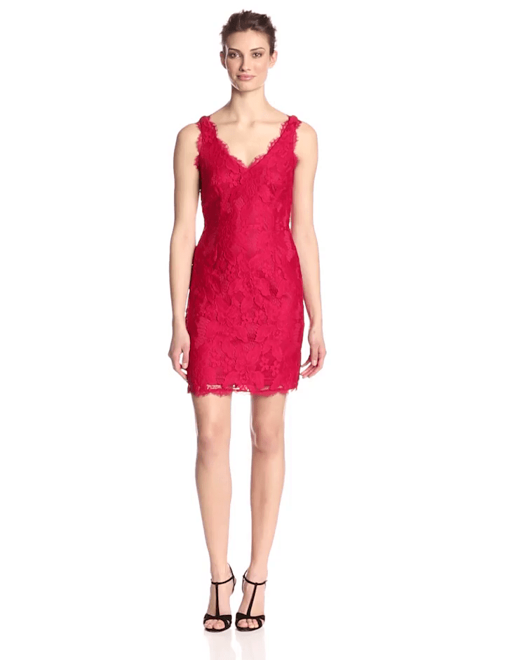 Adrianna Papell Floral Lace V Neck Sleeveless Dress 41895500