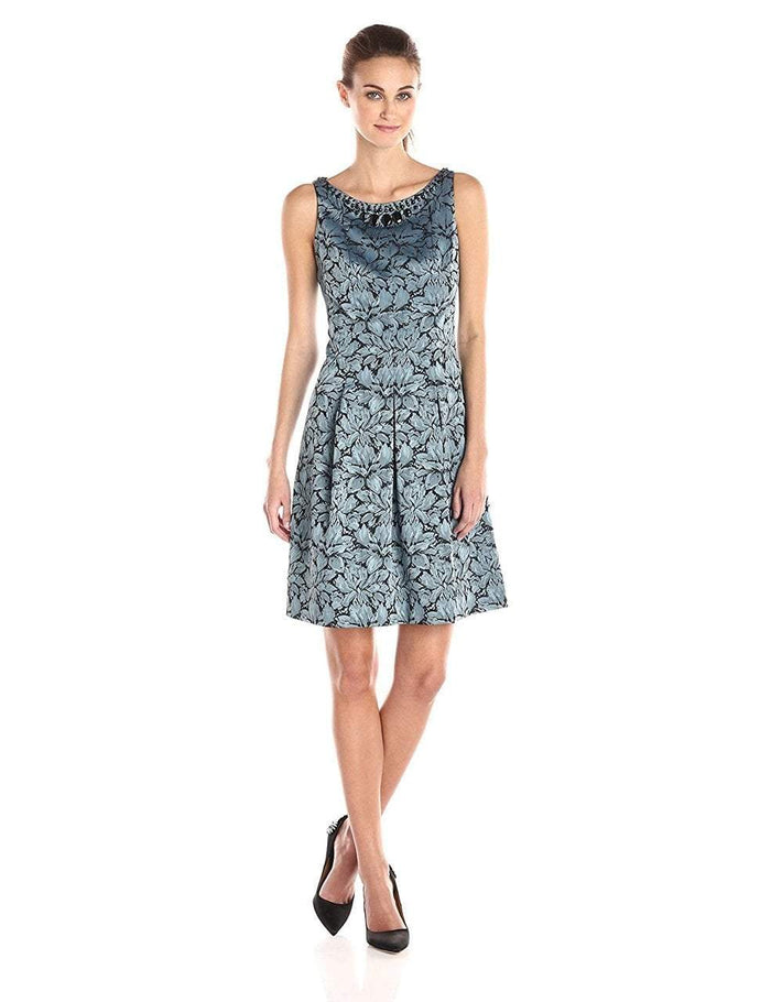Adrianna Papell - Floral Print Jacquard Short Dress 15252820 Special Occasion Dress 4 / Mist