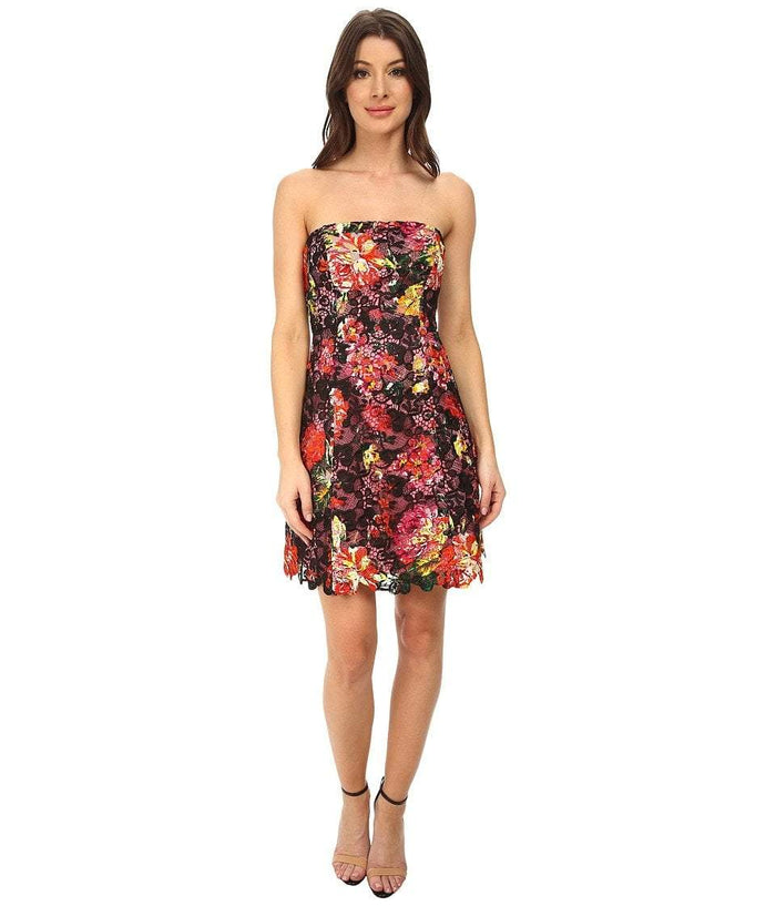 Adrianna Papell - Floral Print Lace Sleeveless Short Dress 41907160 Special Occasion Dress 8 / Black Multi