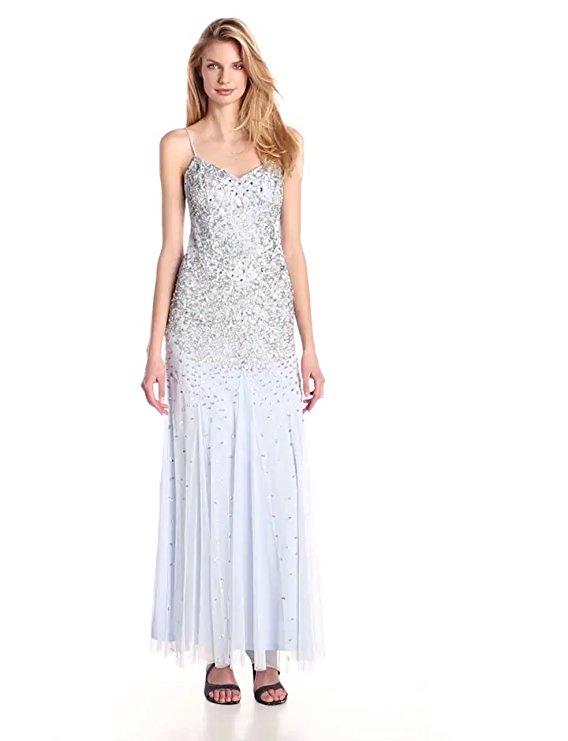 Adrianna Papell - Fully Beaded Sleeveless Gown 91904720 Special Occasion Dress 10 / Icy Blue