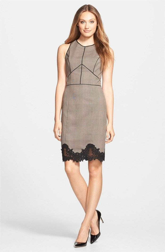 Adrianna Papell - Lace Hem Sheath Dress 16PD78590 Special Occasion Dress 6 / Black Brown