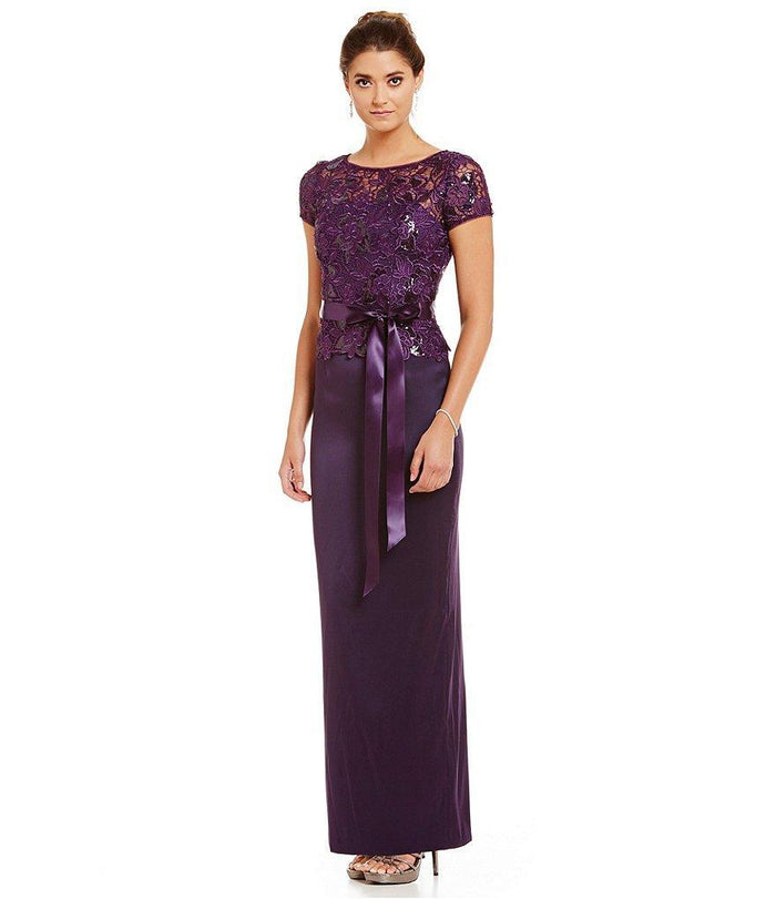Adrianna Papell - Lace Long Dress 81929760 Special Occasion Dress 4 / Aubergine