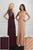Adrianna Papell Platinum - 40230 Beaded V-Neck Dress with Slit Evening Dresses 0 / Blush
