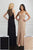 Adrianna Papell Platinum - 40230 Beaded V-Neck Dress with Slit Evening Dresses 0 / Champagne