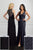 Adrianna Papell Platinum - 40230 Beaded V-Neck Dress with Slit Evening Dresses