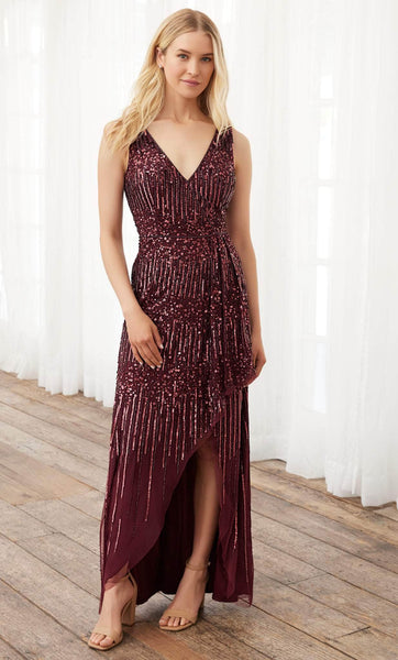 sparkly red bridesmaid dresses Halter Burgundy Glitter Split Wedding Guest Dress