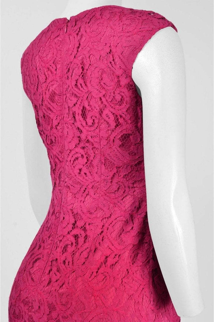 Adrianna Papell - Split Neck Lace Dress 15241840 Special Occasion Dress 2 / Crushed Berry