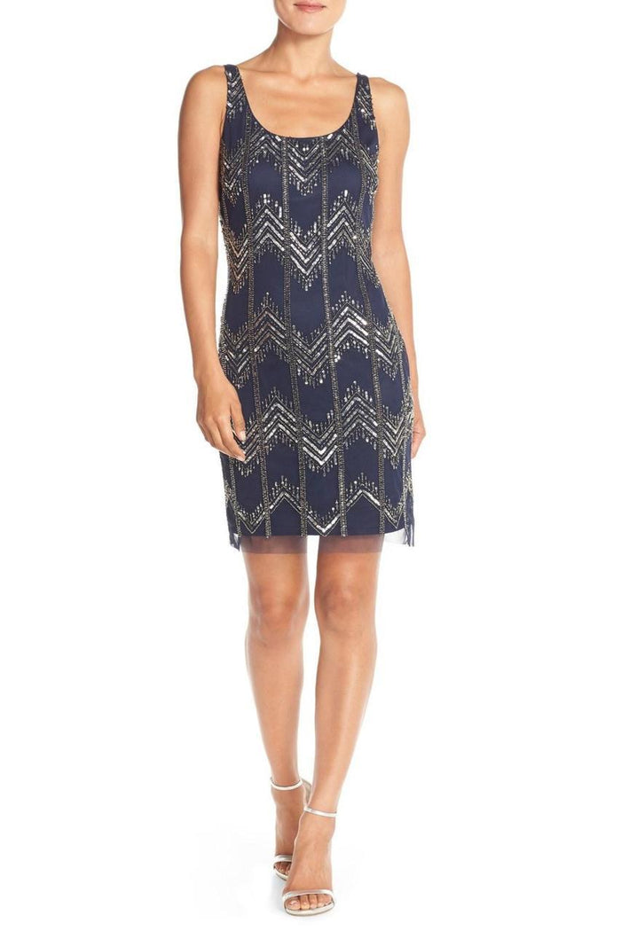 Adrianna Papell - Square Cocktail Dress 41925240 Special Occasion Dress 0 / Navy