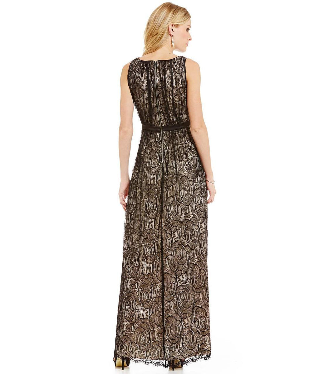 Adrianna Papell - V-Neckline Embellished Lace Dress 91927460 – Couture ...