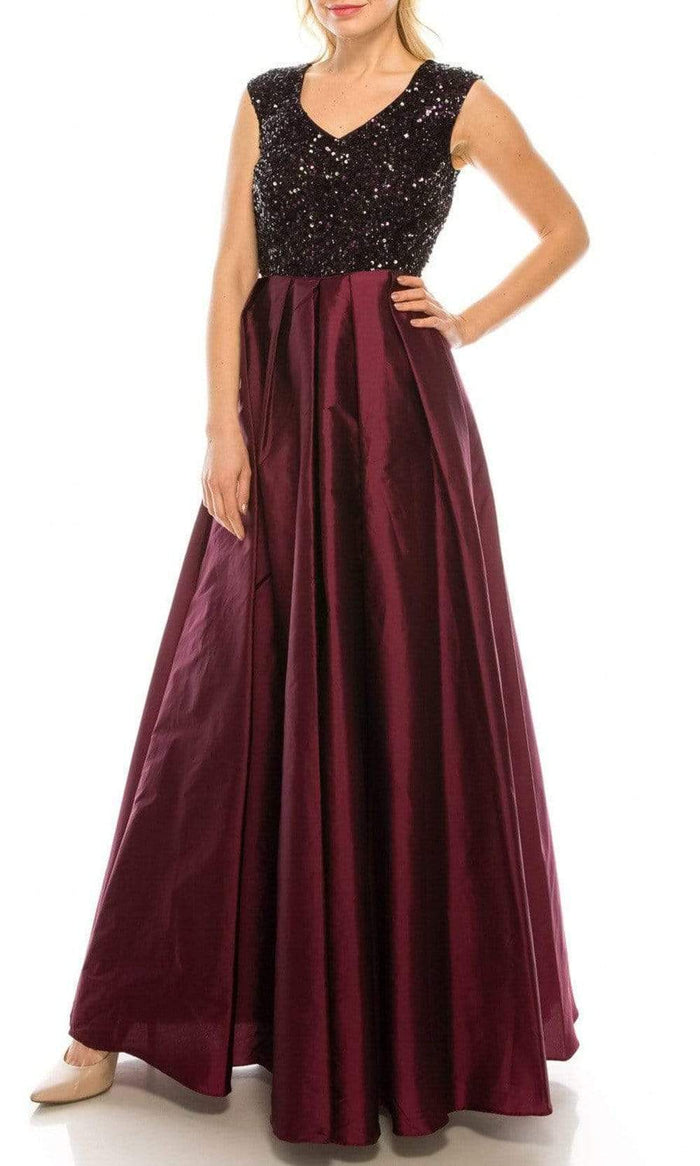Aidan Mattox - 54465580 Sequined Pleated A-Line Dress Prom Dresses 0 / Black Burgundy