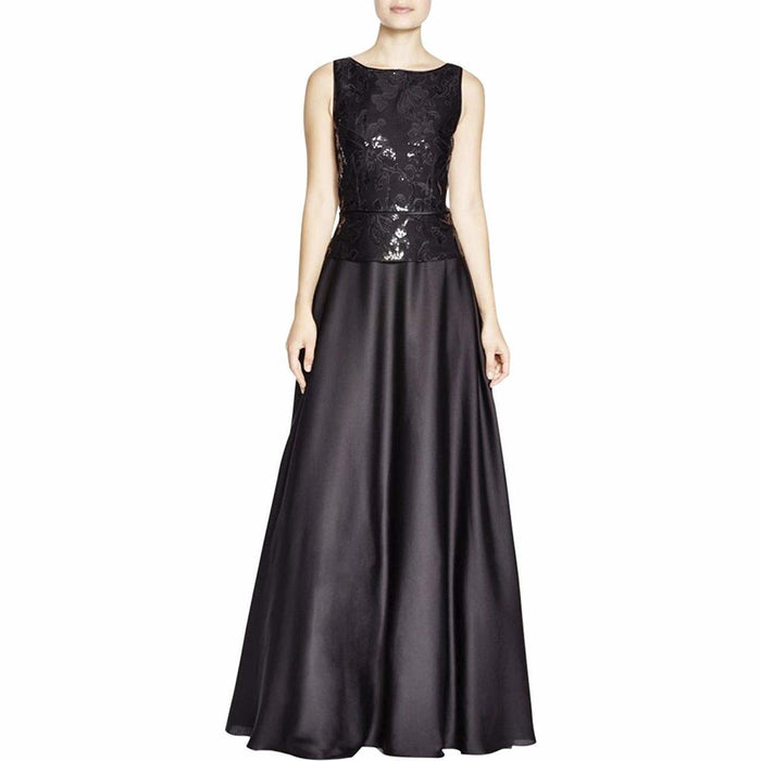 Aidan Mattox - 54466000 Sequined Lace Bodice Popover Chiffon Dress Special Occasion Dress 0 / Black