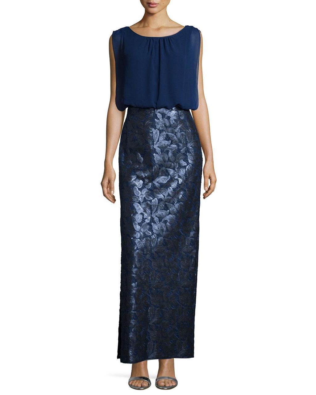 aidan mattox blue sequin dress Aidan Mattox Fully Beaded Plunge Long Gown