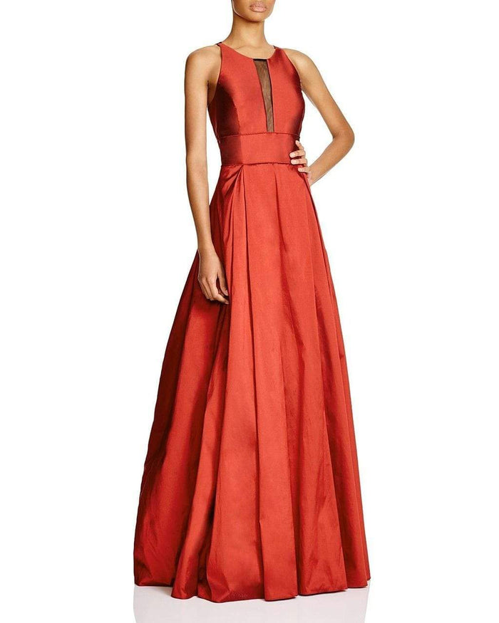 Aidan Mattox - Illusion Paneled Taffeta Evening Gown 54467610  - 2 pcs Ruby In Size 0 and 8 Available CCSALE 0 / Ruby