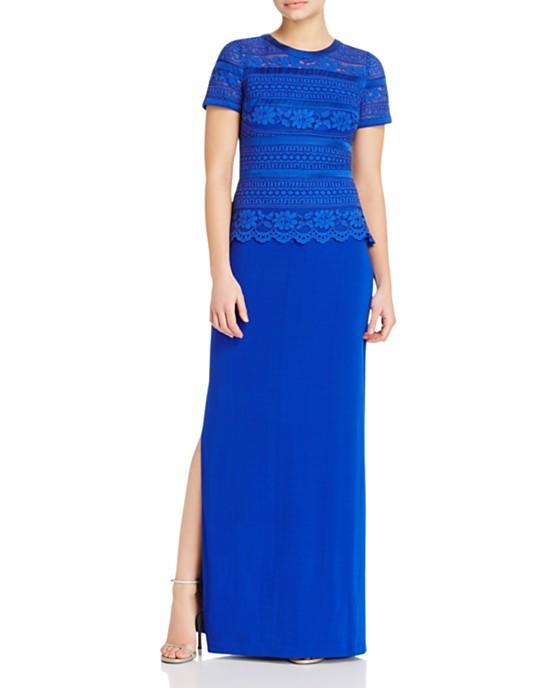 Aidan Mattox - Lace Long Dress 54471000 Special Occasion Dress 0 / Cobalt