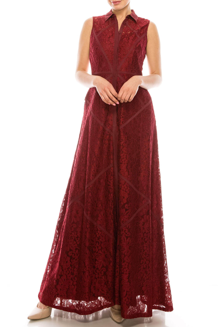 Aidan Mattox - Lace Long Dress 54473060 Special Occasion Dress 4 / Crimson Red