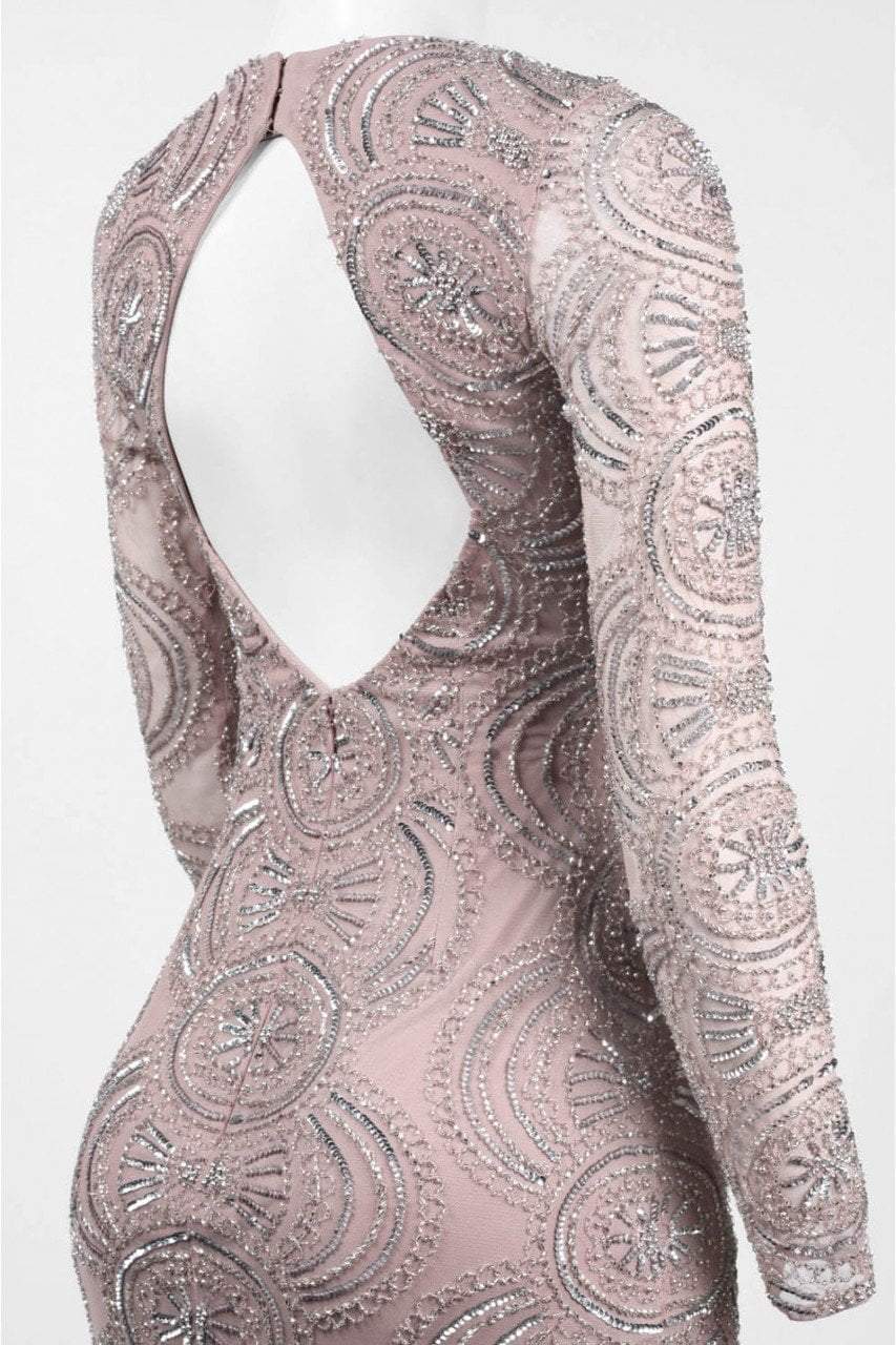 aidan mattox long sleeve sequin dress Aidan Mattox Long Sleeve Deep V Neck Sequin Dress Night Cocktail Womens