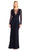Aidan Mattox - MD1E201413 Long Sleeve Illusion Plunge Cutout Gown Special Occasion Dress