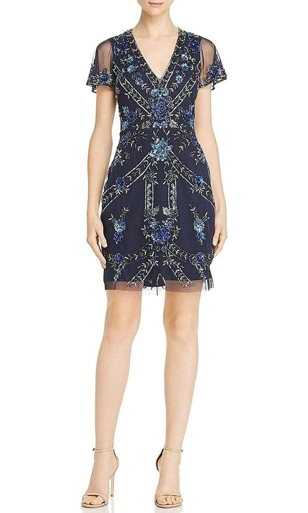 Aidan Mattox - MD1E204369 Short Sleeve Embellished Short Dress Couture Candy Aidan Mattox - MD1E204369 Short Sleeve Embellished Short Dress Couture Candy