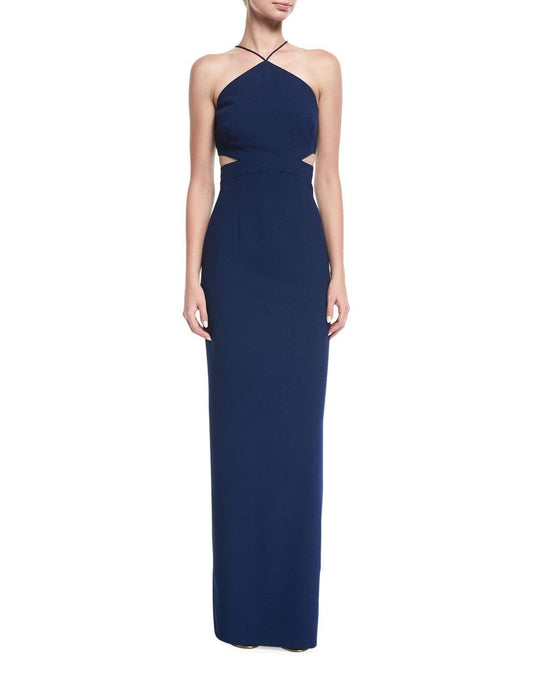 Aidan Mattox - MN1E202134 Halter Crepe Cutout Column Evening Gown