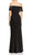 Aidan Mattox - Off-Shoulder Tassel Sleeves Evening Gown MD1E203104 - 1 pc Black In Size 14 Available CCSALE 14 / Black