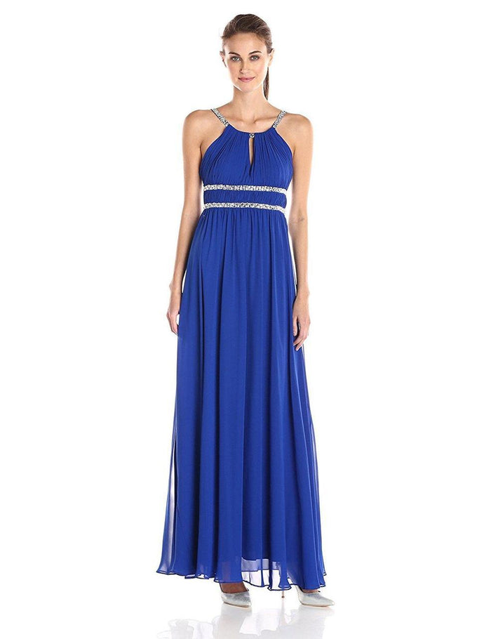 Aidan Mattox Womens Chiffon Beaded Gown Dress 2, Women's, Blue