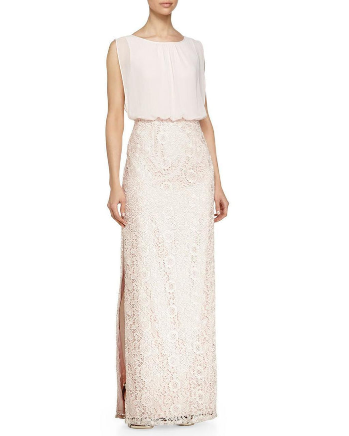 aidan mattox white lace dress White Lace Satin Dress by Aidan AIDAN MATTOX