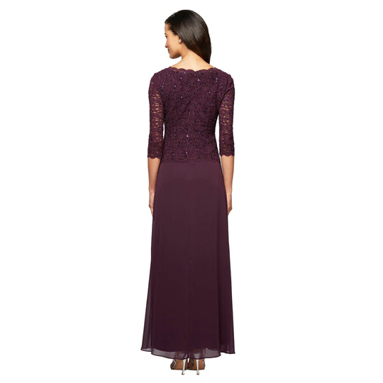 Alex Evenings - 112318 Scallop Lace Mock Dress with Chiffon Skirt