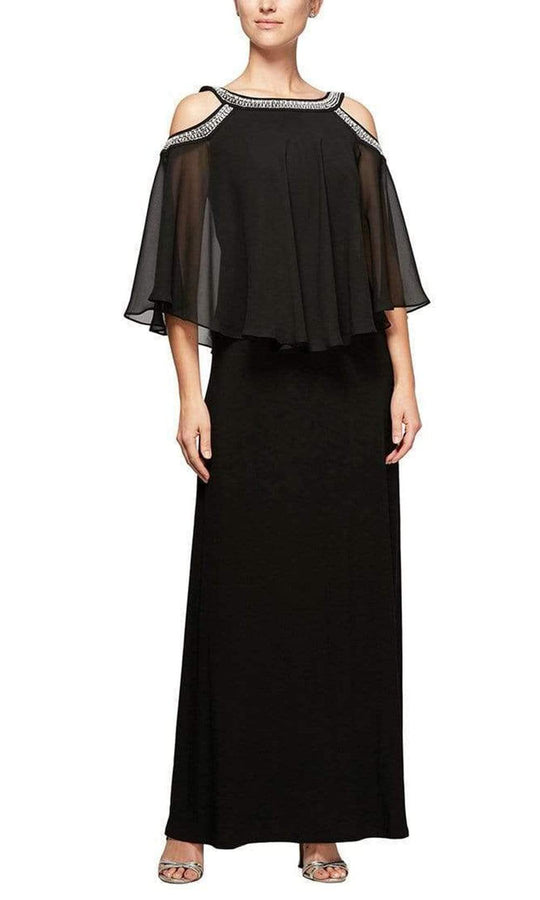 Alex Evenings - 1351319 Beaded Capelet Matte Jersey Dress