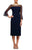 Alex Evenings - 160146 Crystal Beaded Neckline Illusion Sheath Dress Cocktail Dresses 4 / Navy