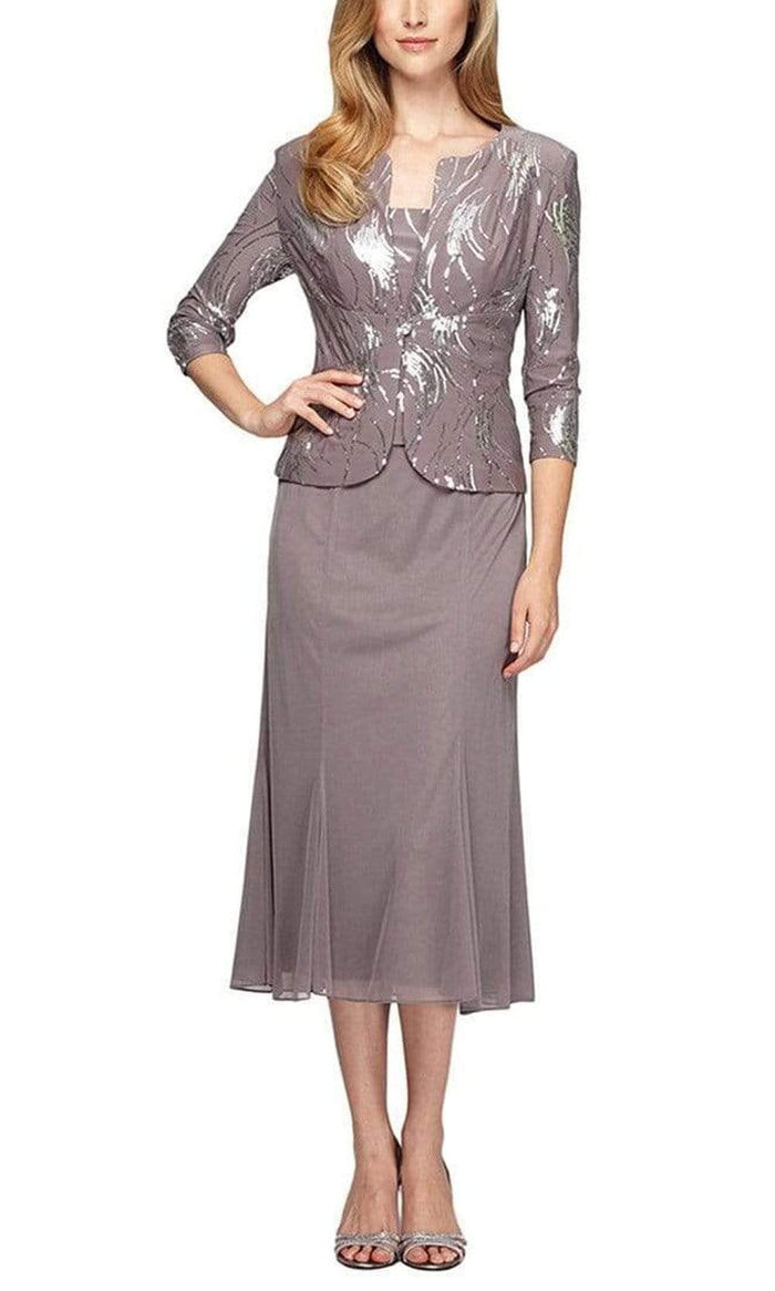 Alex Evenings - 196267 Chiffon Dress with Sequin Embellished Jacket Mother of the Bride Dresses 18 / Pewter Frost