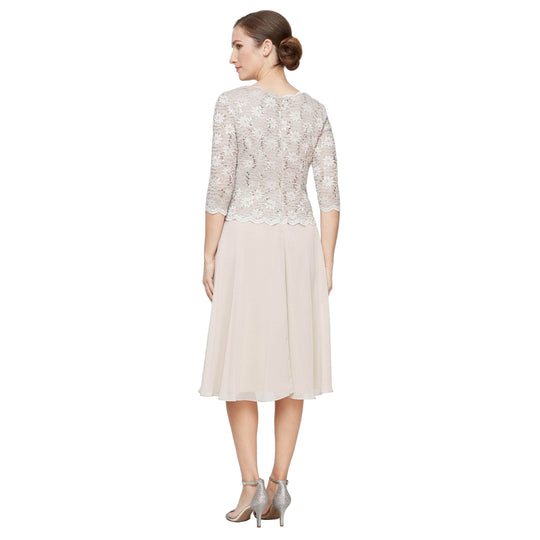 Alex Evenings - 2121796 Lace Scalloped Neck Chiffon A-line Dress