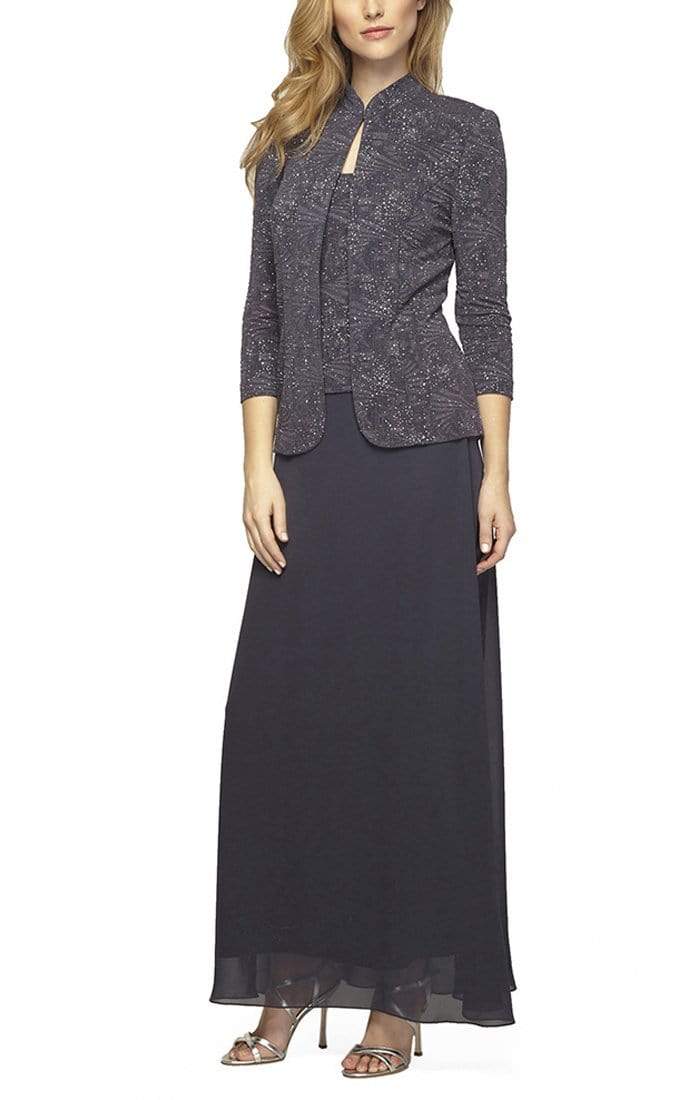 Alex Evenings - 225053 Square Neck Jacquard Knit Jacket Dress Special Occasion Dress