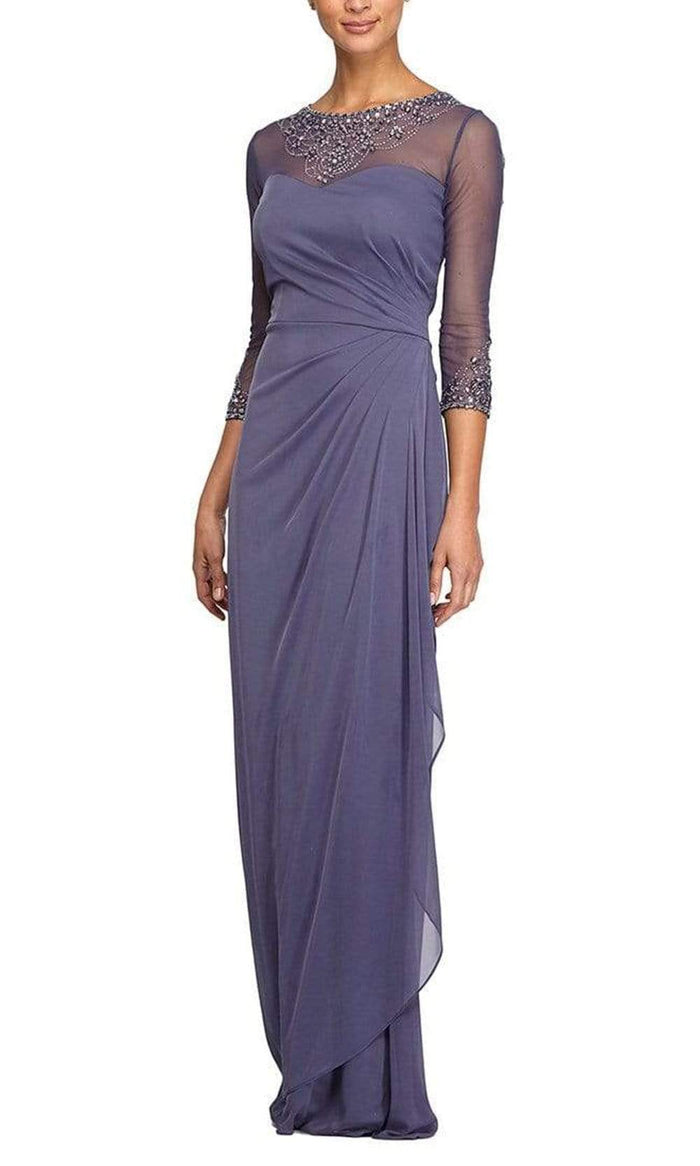 Alex Evenings - 232833 Beaded Sheer Long Sleeve Sheath Dress – Couture ...