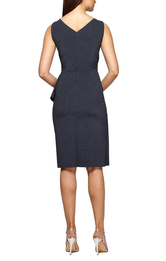 Alex Evenings - 234005 Faux Wrap Fitted Dress with Jewel Accent