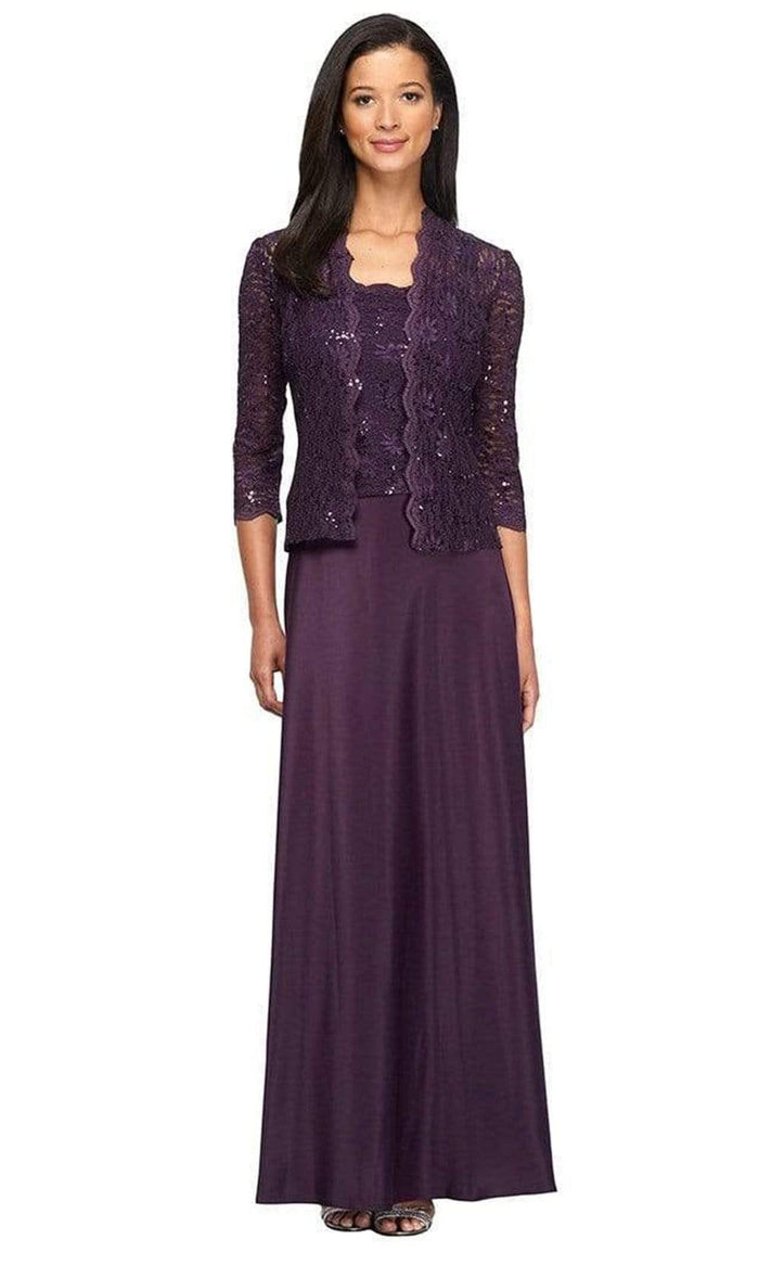 Alex Evenings - 4121198 Sequin Lace and Chiffon Dress with Lace Jacket ...