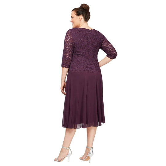 Alex Evenings - 4121796 Popover Lace Bodice A-Line Chiffon Dress